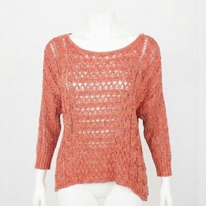 American Eagle Rust Open Knit Sweater Medium Pullover